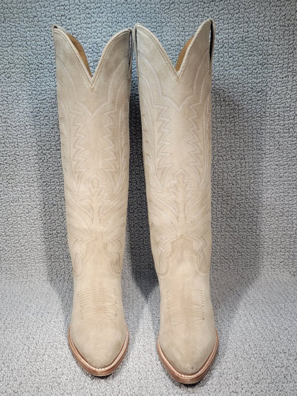 Tecovas The Abby Women's US Size 8B Driftwood Suede Cowgirl Boots - Picture 2 of 11